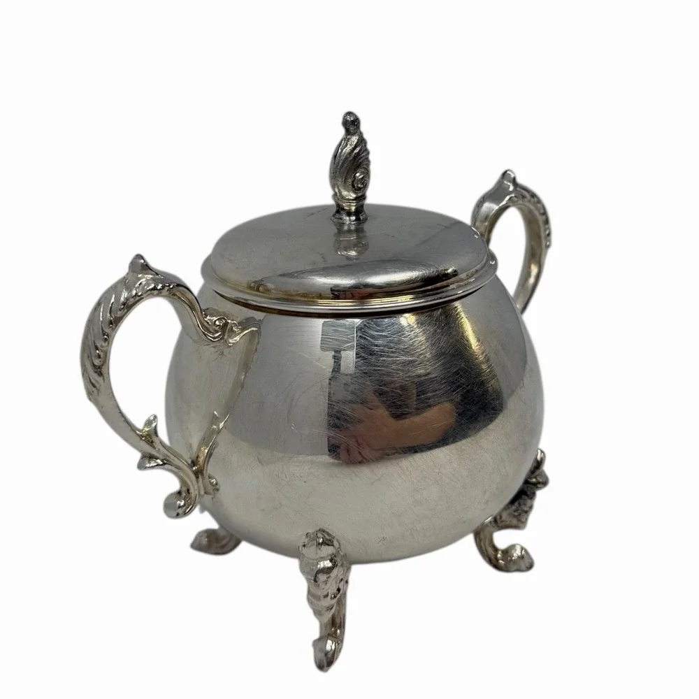 Vintage Sheridan‎ Sugar Bowl Silver on Copper
